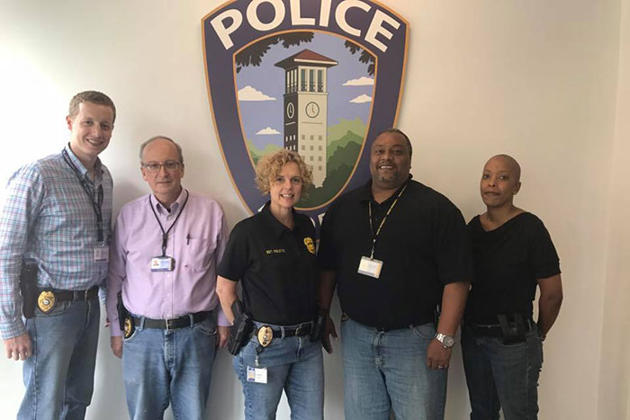 The Emory Police Department staff pose in denim in support of Denim Day.