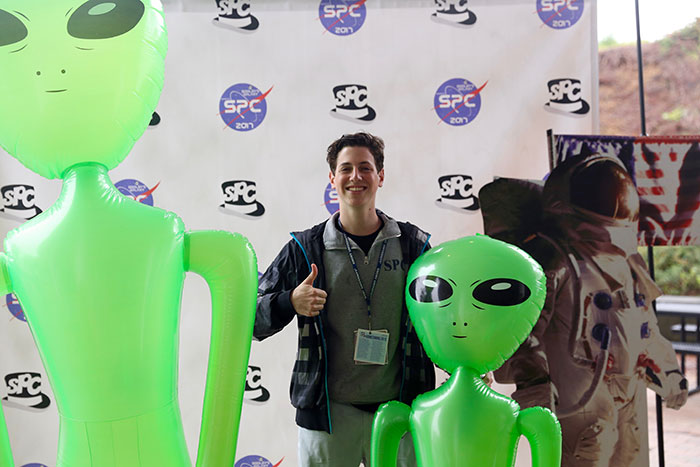 Students pose for photos at Dooley's Week events.