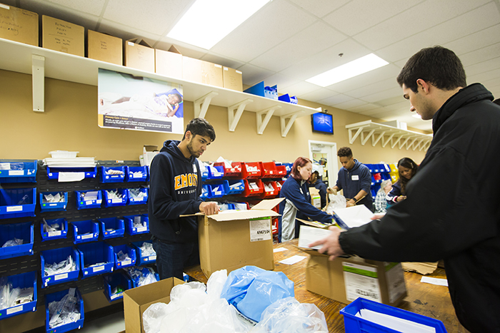 Sorting and packing medical supplies for MedShare