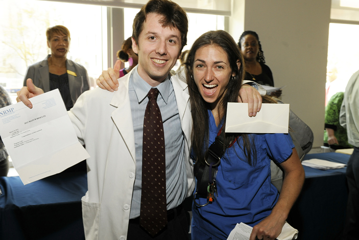 Graduating Emory University School of Medicine students learn their residency assignments on Match Day, March 16, 2012.
