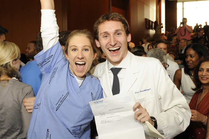 Graduating Emory University School of Medicine students learn their residency assignments on Match Day, March 16, 2012.
