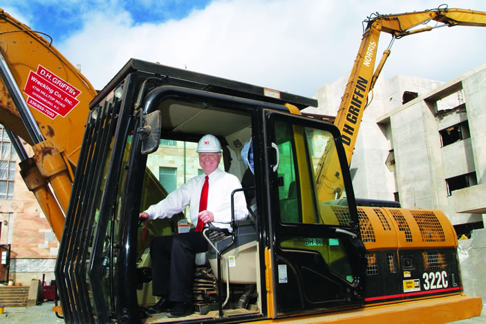 Dean Lawley on demolition day of the old building