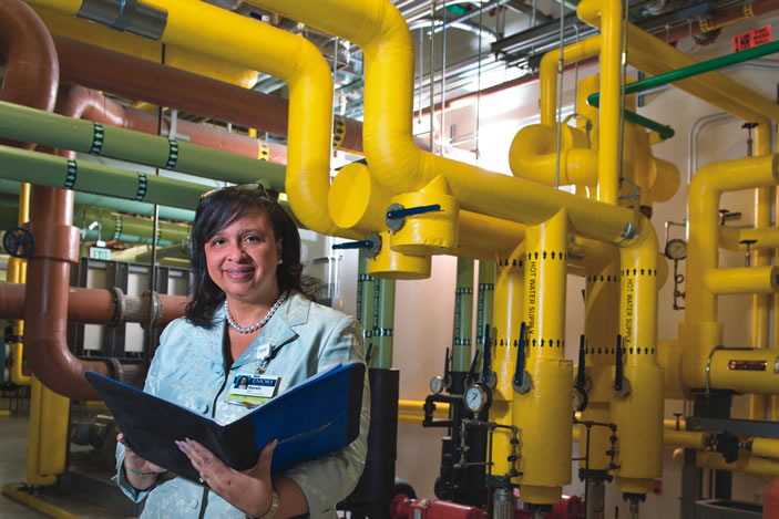 Sarah Peek is assistant director of facilities management at Emory University Hospital Midtown, which has been a partner in the Atlanta Better Buildings Challenge since 2012, with the goal of reducing energy and water use by 20% by 2020. The hospital has made substantial progress already by installing variable frequency drives on chillers in its medical office tower and replacing more than 500 lighting fixtures in the parking deck.