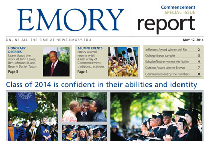 front cover of the Emory Report Commencement issue for 2014
