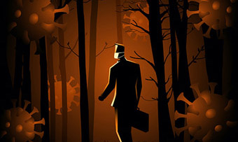 Illustration of man in the woods