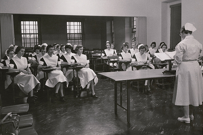 A nursing class in session at Emory¿s School of Nursing in the 1960s. Image: Emory University Photograph Collection.