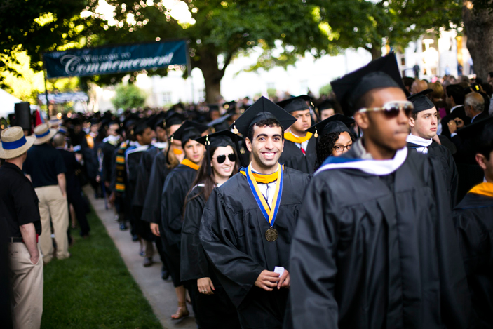 The day's ceremonies unfolded on a cool spring morning, with some 4,149 graduates streaming on to the Emory Quadrangle for the annual conferral of degrees.