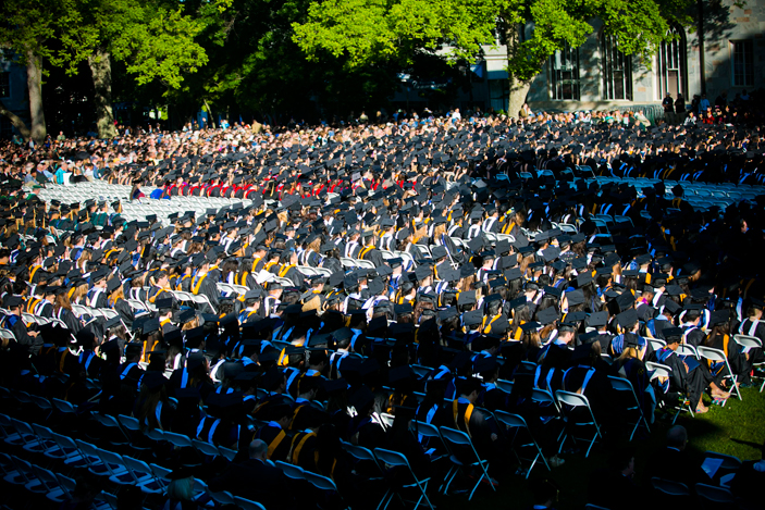 An overview picture of graduates. The Class of 2013 earned Emory national recognition on the President's Higher Education Honor Roll of Community Service and as a top contributor to both Teach For America and the Peace Corps. 