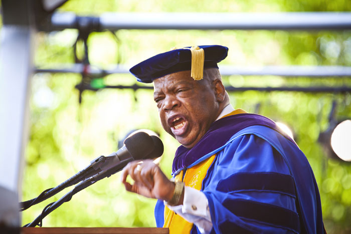 Civil rights icon and U.S. Rep. John Lewis (D-Ga.) exhorted Emory¿s Class of 2014 to "be bold, be courageous, stand up and speak out" during his keynote address.