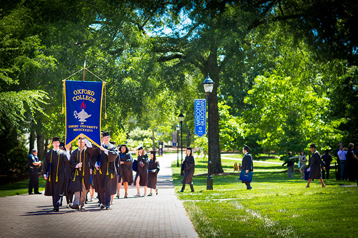 Students lead the procession at Oxford College's 172nd Commencement.
