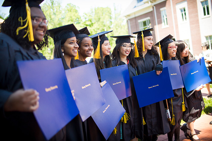 Oxford College students pose with their degrees at Oxford College's 172nd Commencement.