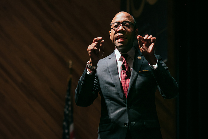 In a Jan. 12 speech at Emory Law¿s MLK Day celebration, NAACP President and CEO Cornell Brooks said, ¿Right is right. Just is just. And, if not, we can make it so.¿ Photo by Annalise Kaylor.