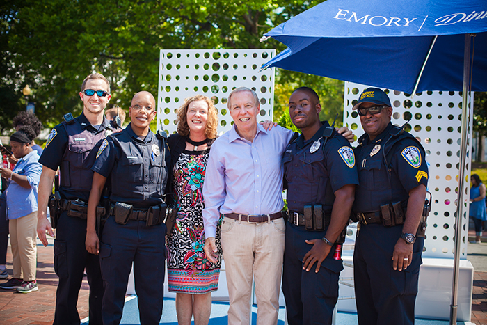 Emory President Claire Sterk at Block Party
