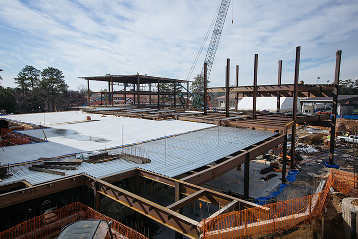 The foundation for the new Campus Life Center as of January 2018