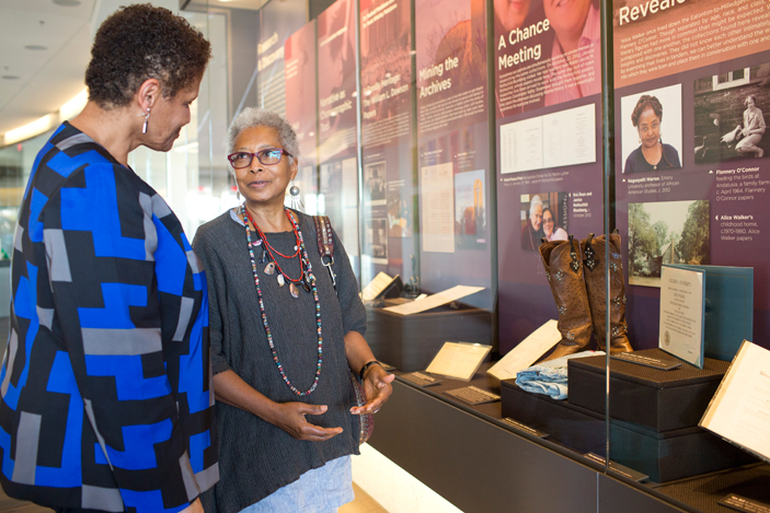Alice Walker with Emory University Librarian Yolanda Cooper in Rose Library