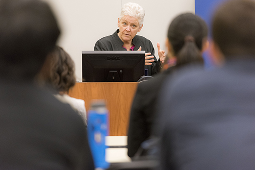 McCarthy urged law students to connect environmental and economic issues.