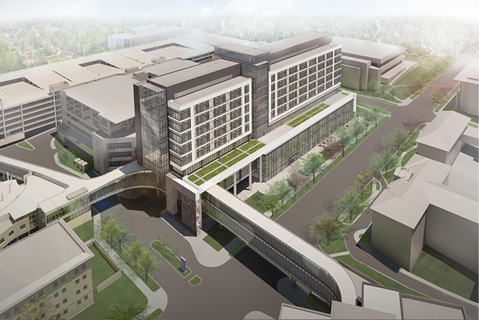 rendering of hospital's new j wing