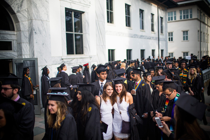 Students gather before Emory's 171st Commencement.