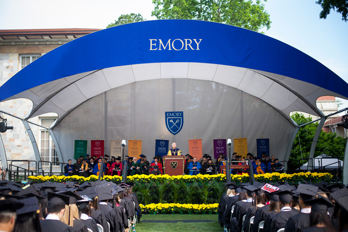Presiding over his last Emory Commencement, President Wagner praises the Class of 2016 as "entrepreneurs of care."