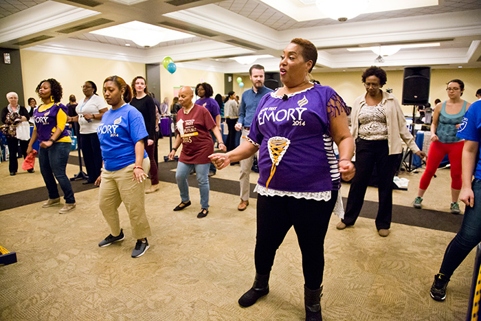 The dance group is made up of Emory employees in the 1599 Building on Clifton Road who gather on lunch breaks to dance.