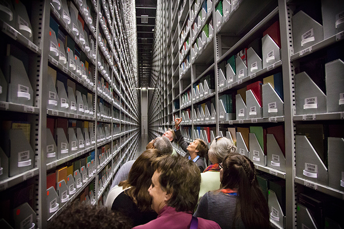 The Library Service Center, which will hold two million books by this summer, features 32-foot-tall shelves.