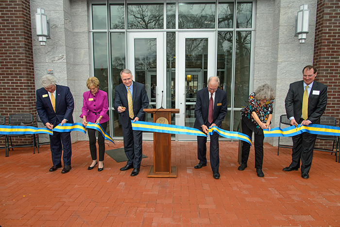 The grand opening of Oxford College's new science building drew a crowd of more than 400 for a ceremonial ribbon-cutting, tours and hands-on lab demonstrations. Photos by Tony Benner.