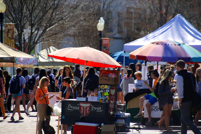 The Emory Farmers Market draws crowds in the warm weather.