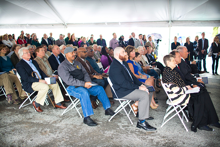A large crowd turned out to mark the dedication of the WaterHub, which can recycle up to 400,000 gallons of water per day for non-potable uses.