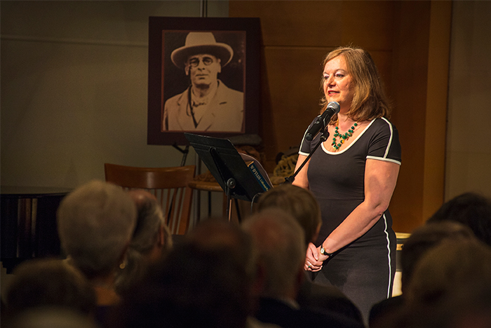 Geraldine Higgins, associate professor of English and director of the Irish Studies Program, discussed the great love and muse of Yeats' life, Maud Gonne, and read "The Cloths of Heaven" and "Broken Dreams."