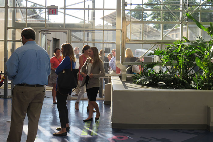 Congressional and legislative staffers arrive at the WaterHub.