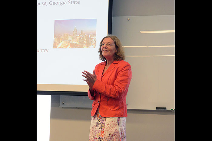 President-elect Claire Sterk welcomes the group.
