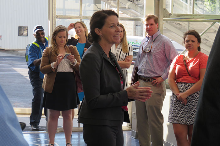 Howett leads the tour of the WaterHub.