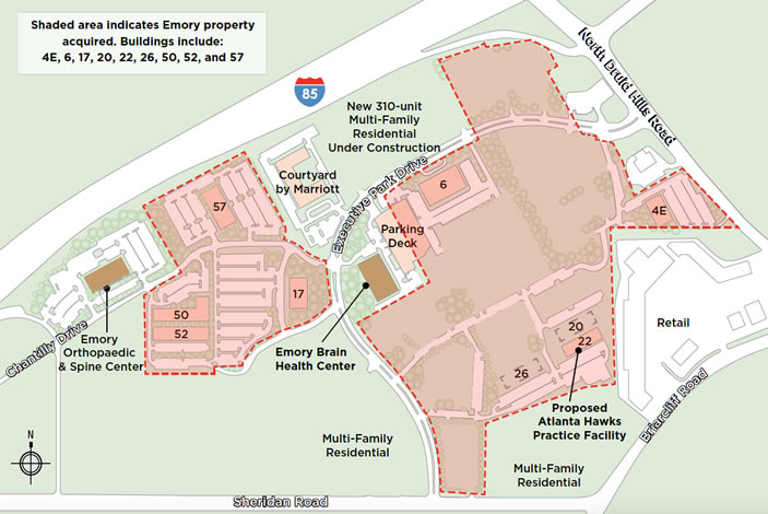 Earlier in the day, Emory University announced the purchase of approximately 60 acres of property at Executive Park.