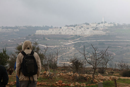 A view of an Israeli settlement from the Tent of Nations, one of five settlements surrounding the property of Christian Palestinian David Nassar. Photo by Carlton Mackey.