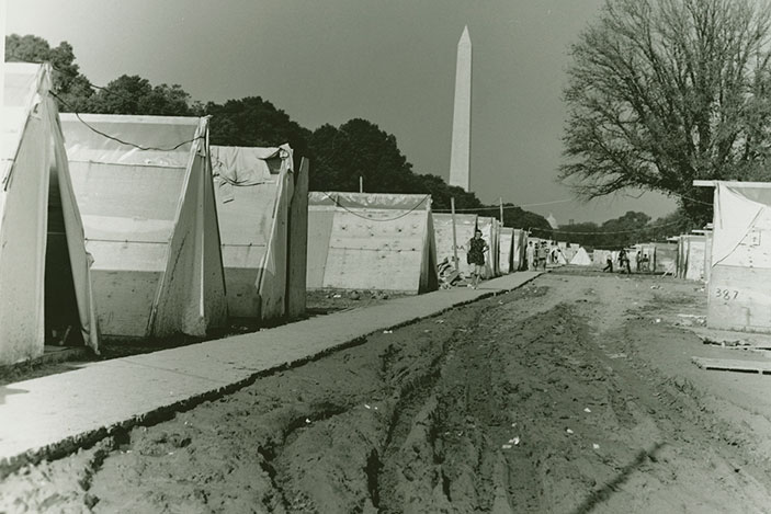 Photograph of tents in Resurrection City during the Poor People's Campaign in Washington, D.C., 1968