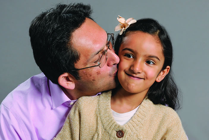 Sepsis survivor and heart transplant recipient Ketan Thanki and his daughter Ariha.