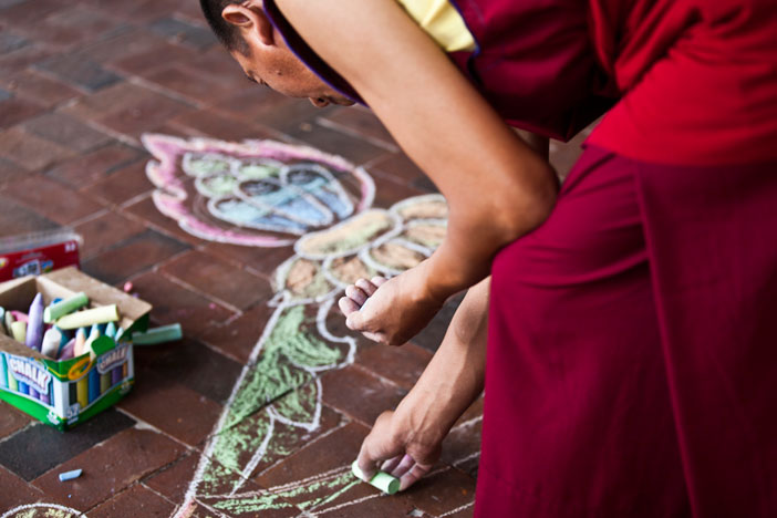 Phuntsok, who is from Atlanta's Drepung Loseling Monastery Center for Tibetan Buddhist Studies, has been creating sand mandalas at Emory since 2003 and helped create the University¿s living mandala.
