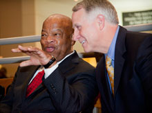 Congressman John Lewis and Emory President Jim Wagner were among the speakers at the opening celebration of the SCLC archive exhibition Feb. 22. 