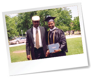 Carthon and father at college graduation