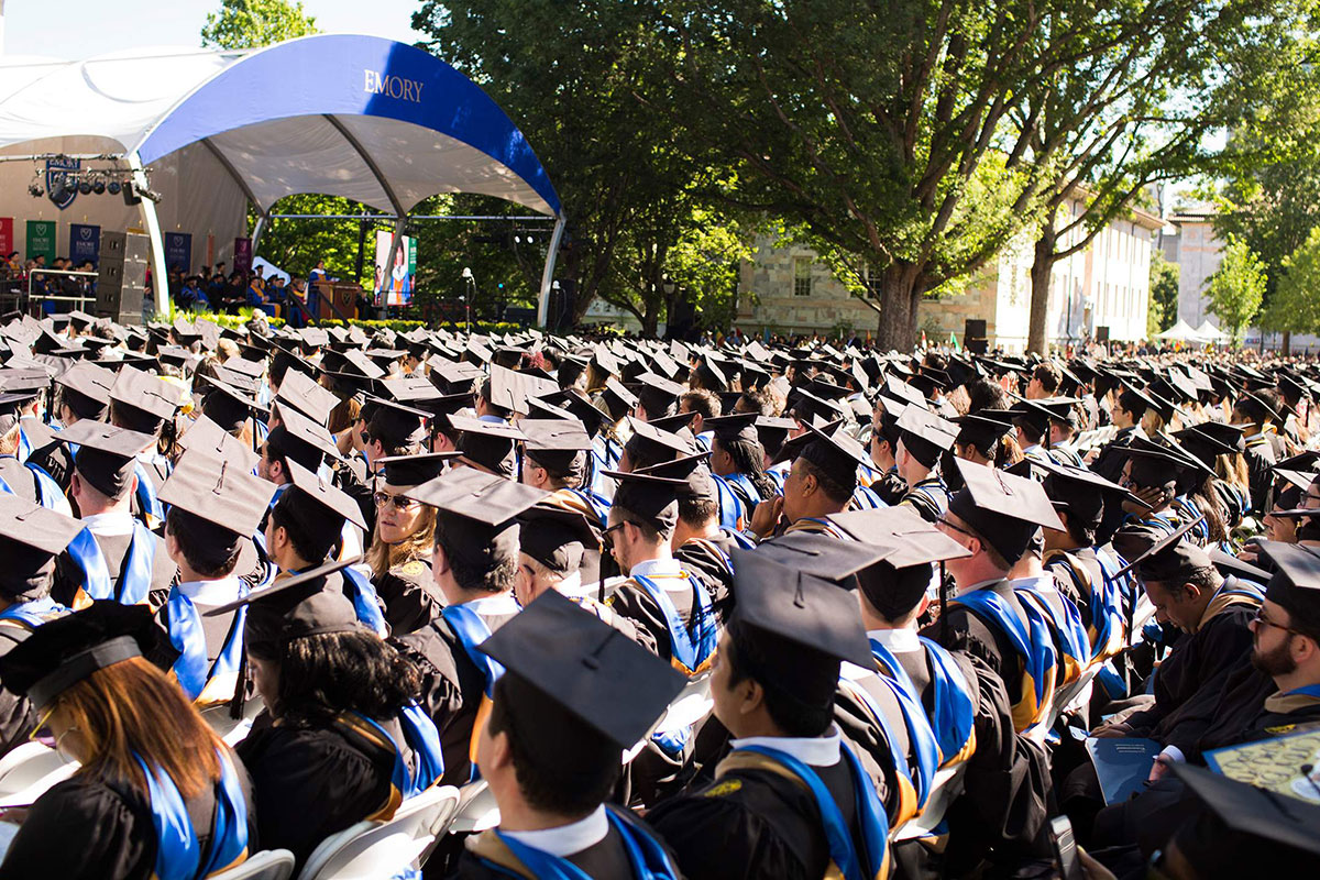 Graduates gather on the Quad