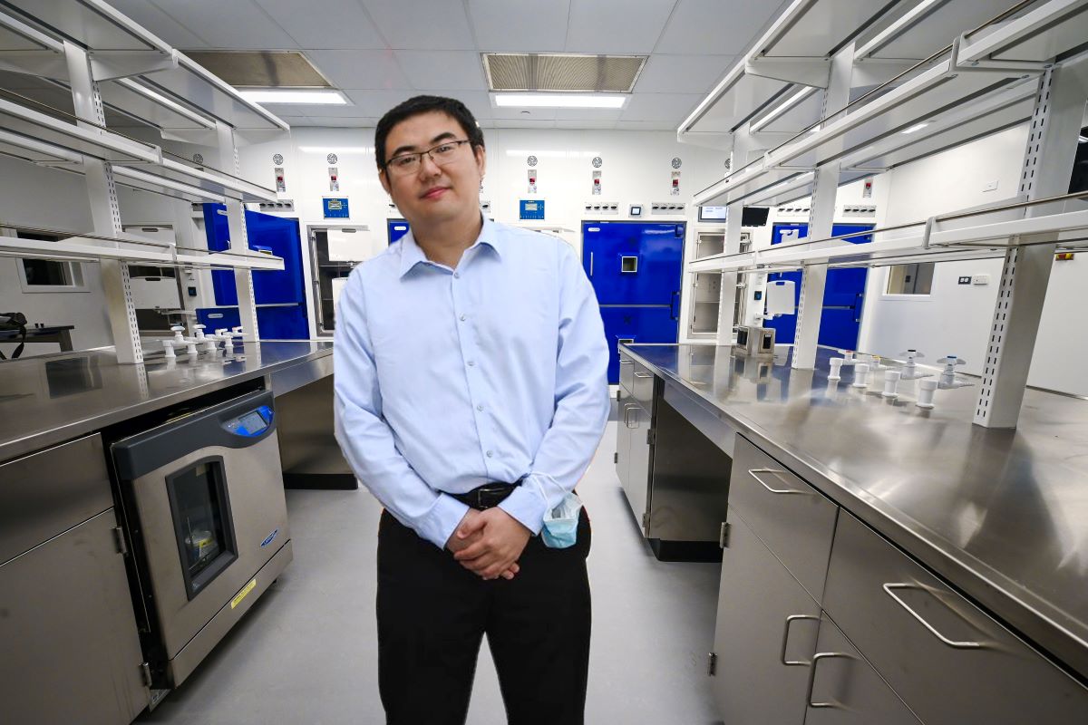 Researcher standing in new laboratory